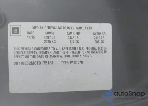 1996 Chevrolet Lumina from USA, damaged, VIN 2G1WL52M6T9175161